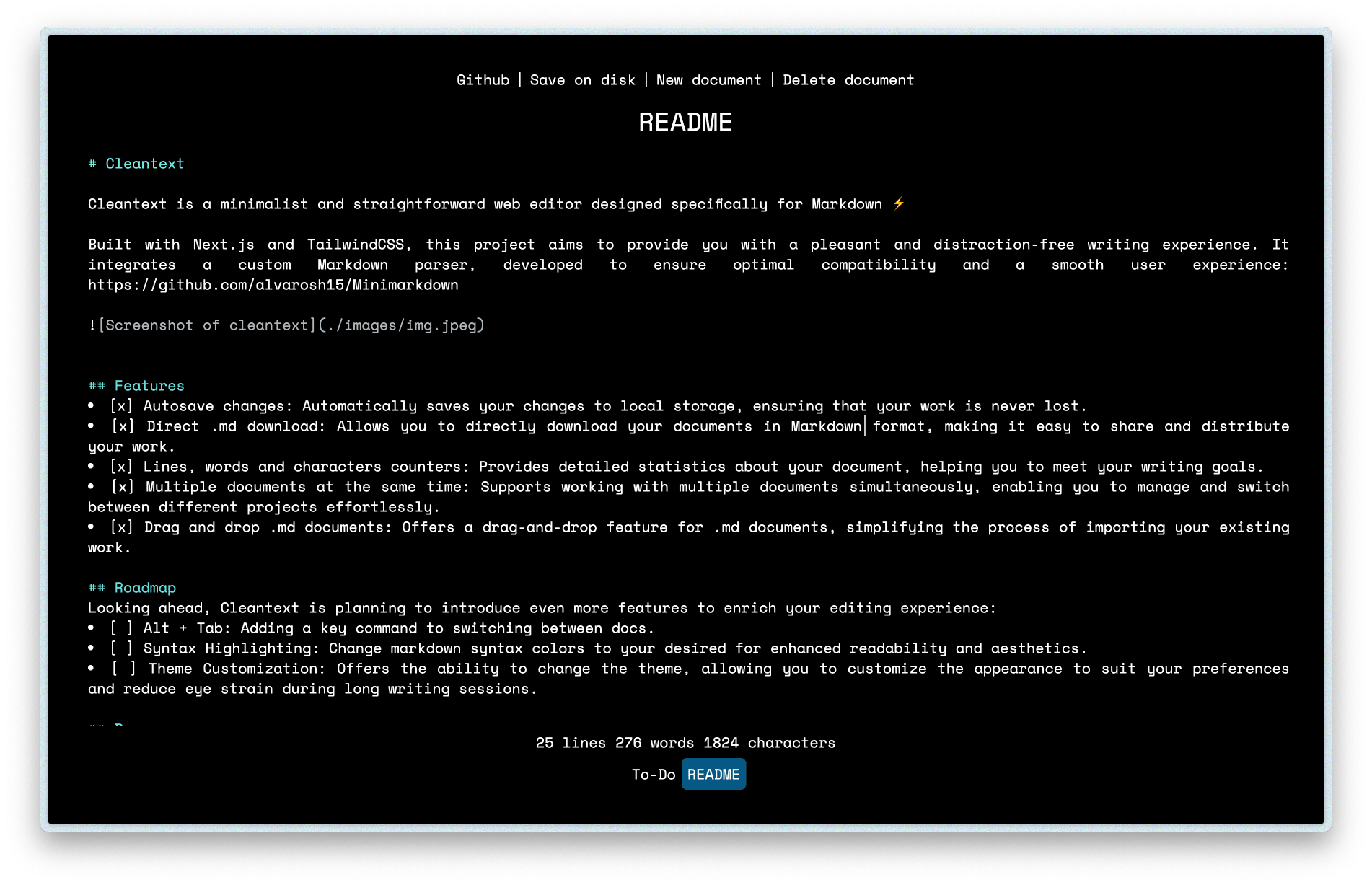 CleanText and MiniMarkdown screenshot