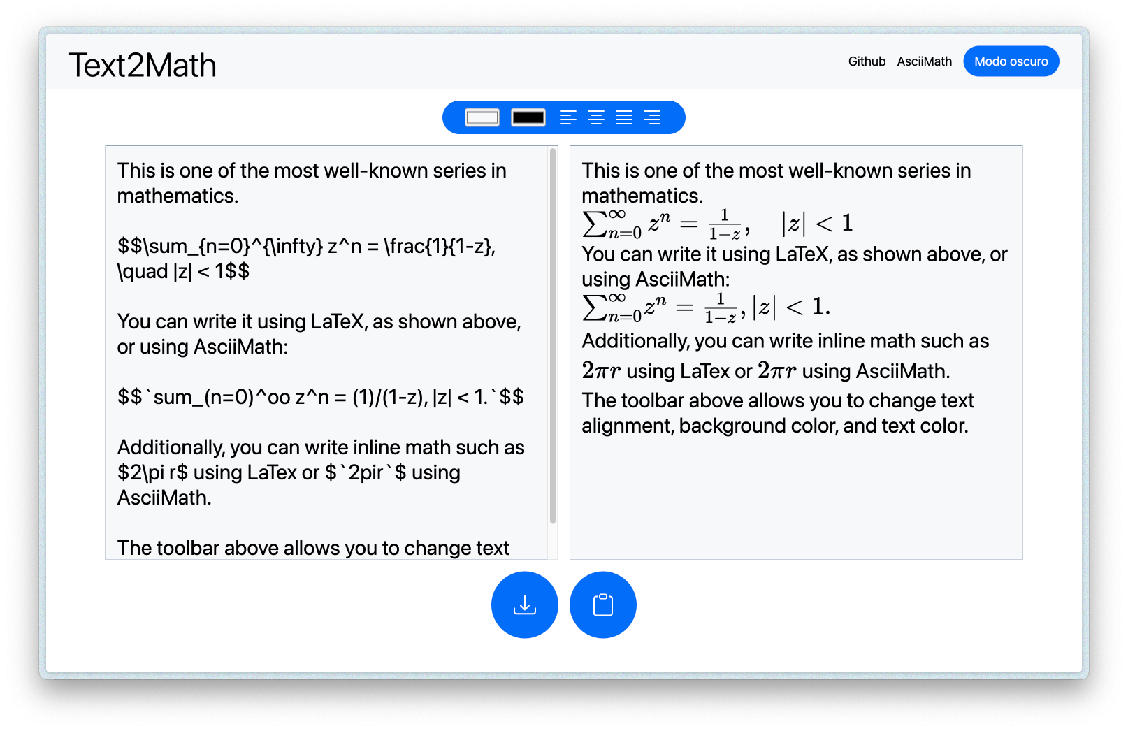 Text2Math screenshot